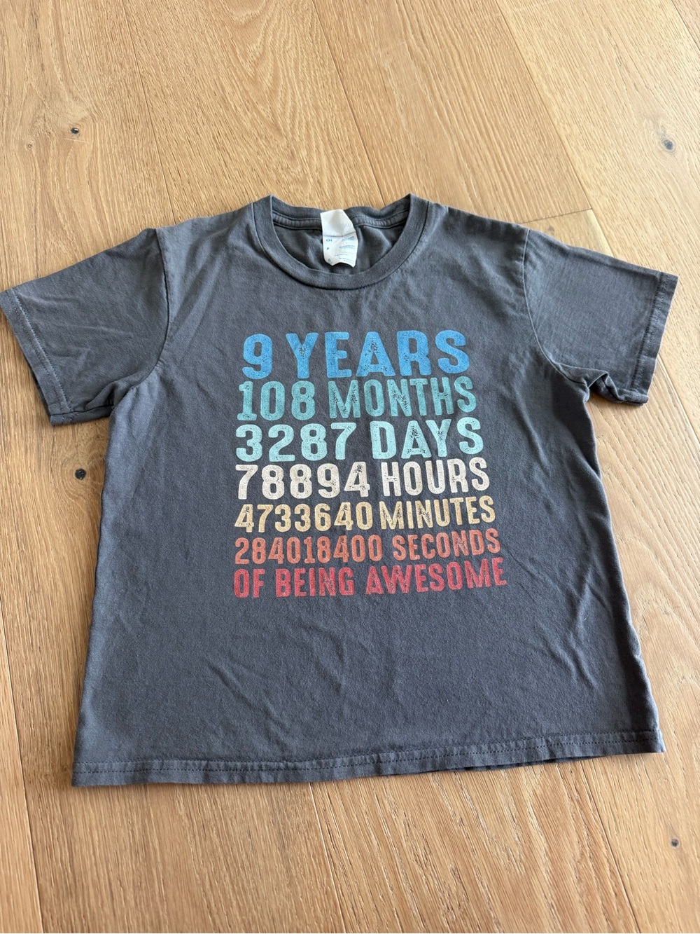 9 YEARS Port & Company  Charcoal Graphic Tee - 100% cotton